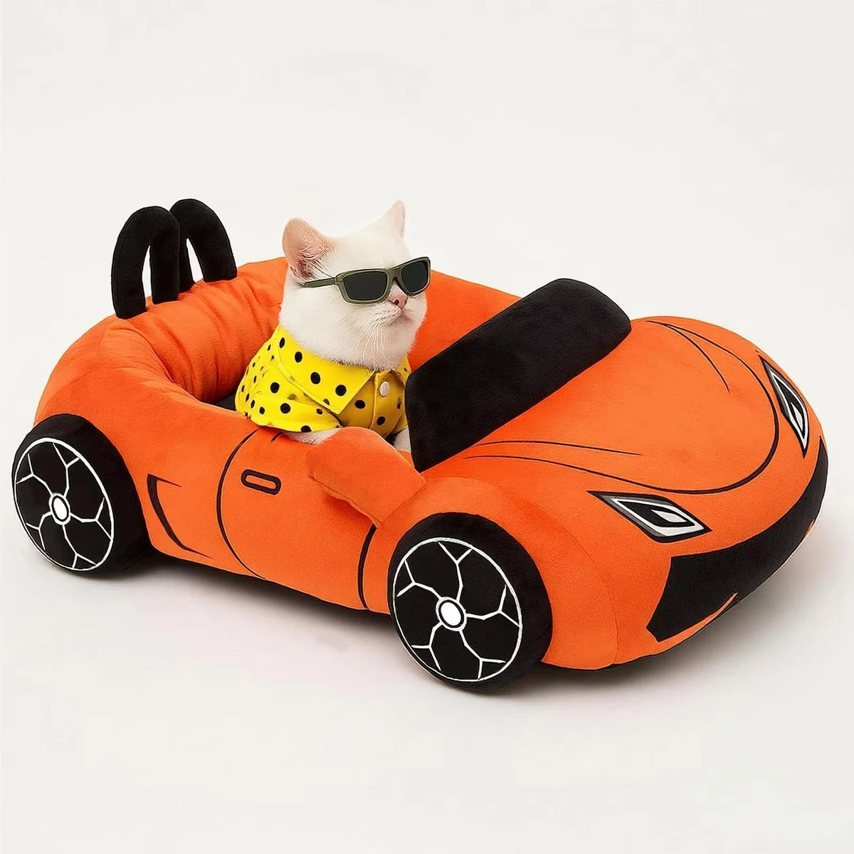 CWV Coral Fleece Supercar Pet Bed With Pillow For Cats