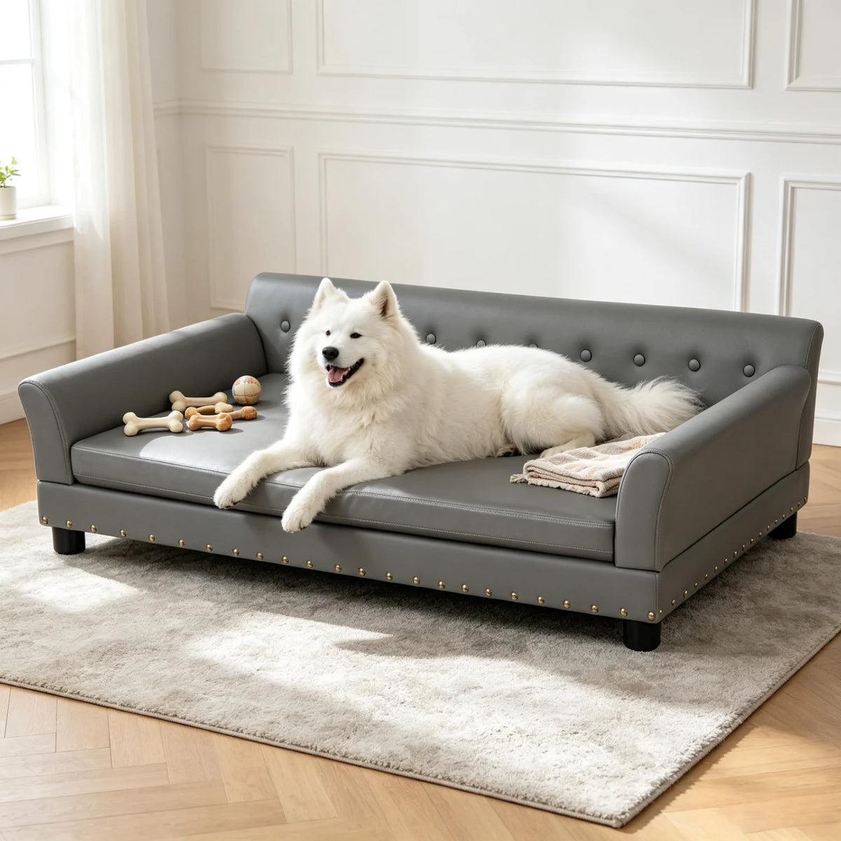 Bingopaw Elevated Dog Sofa With Removable Waterproof Cushion