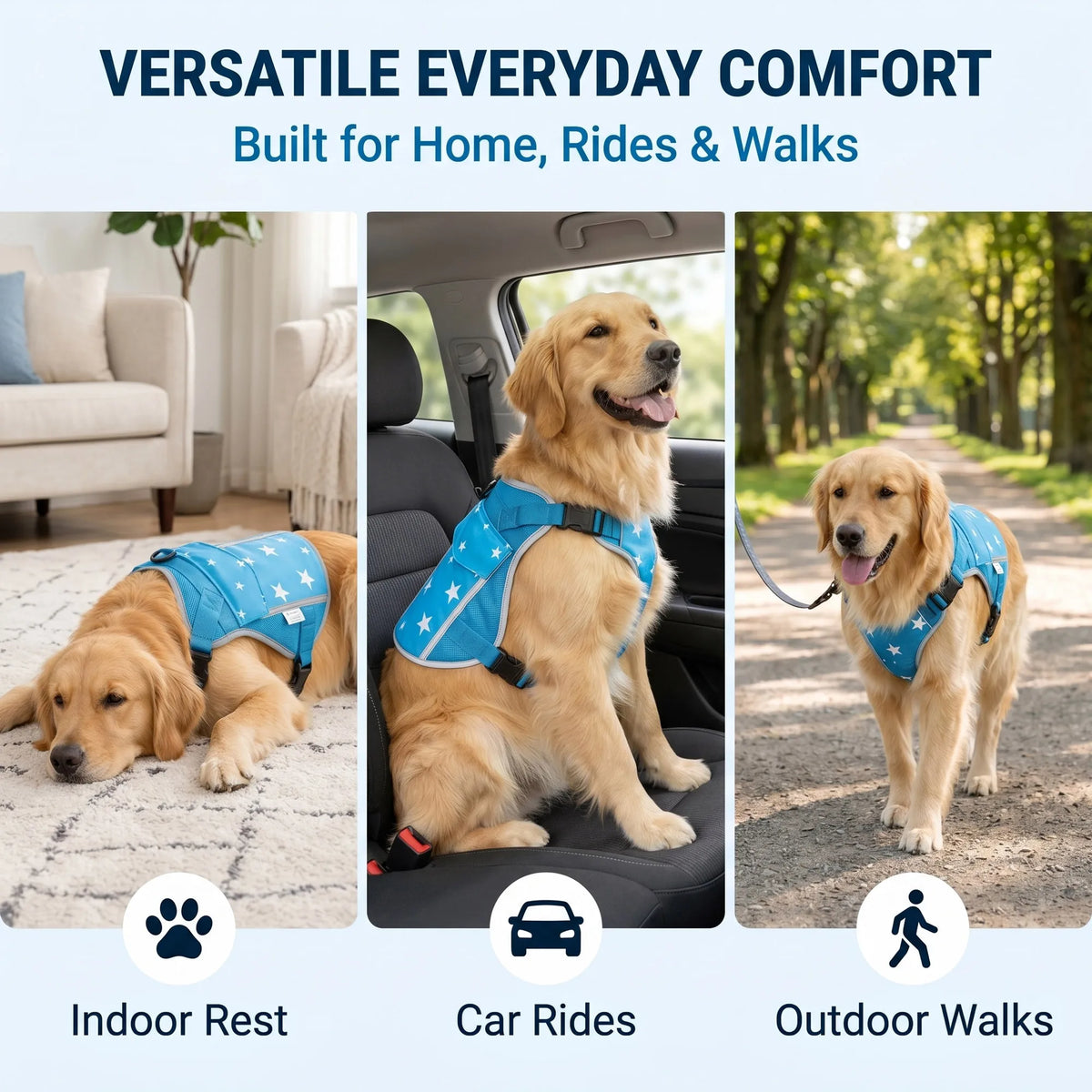 Pet Dog Cooling Vest Harness Jacket For Outdoor Walking