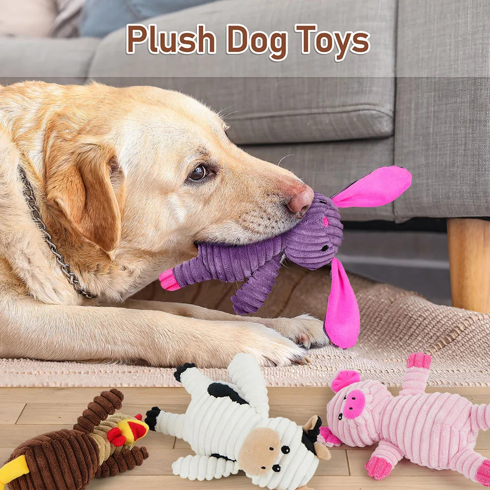 Assorted Plush Squeaky Dog Toys Animal Pet Chew Toy Bundle