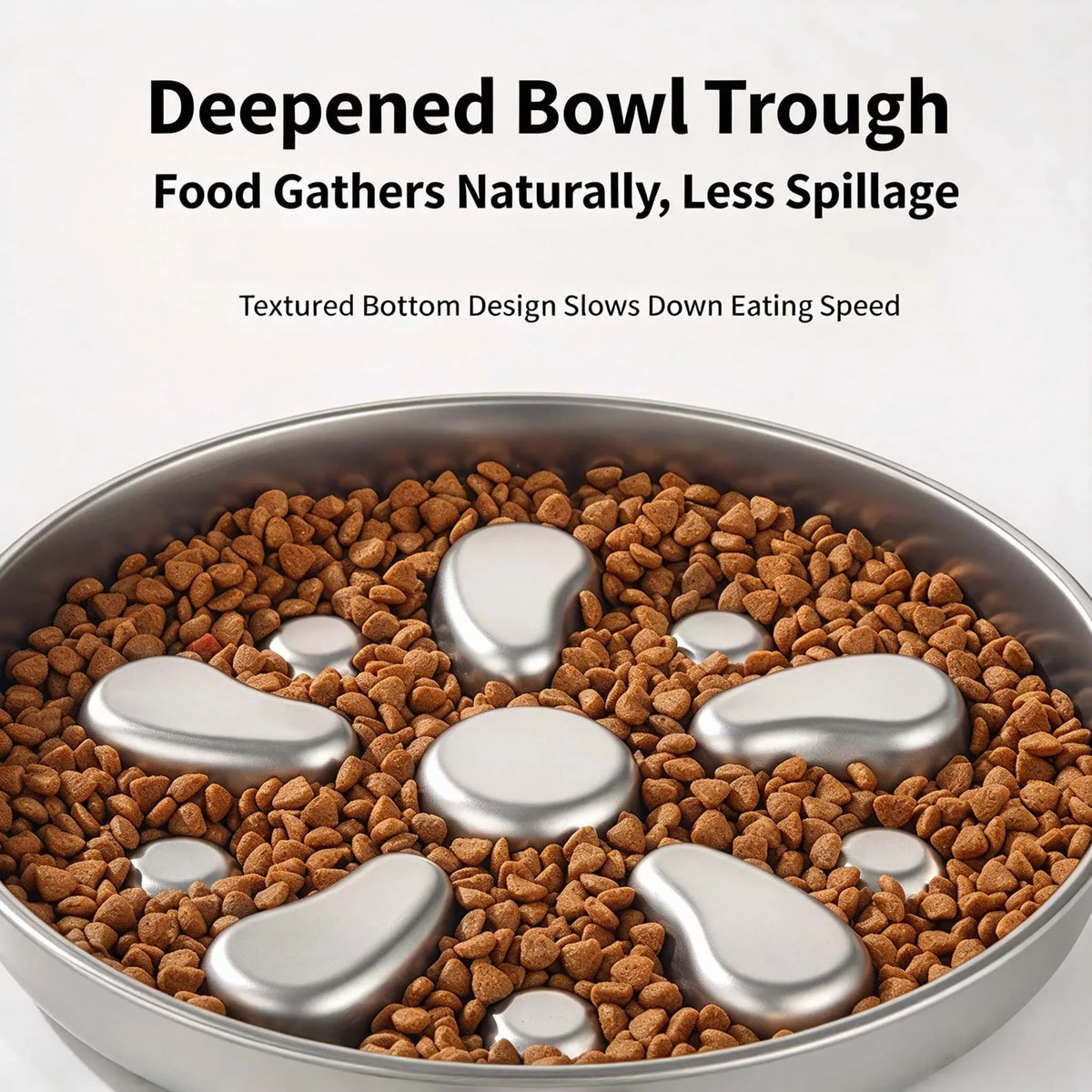Stainless Steel Slow Feeder Dog Bowl With Flower Design