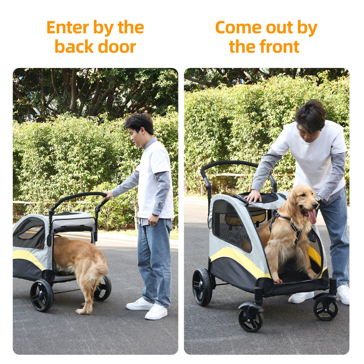 Bingopaw 4 Wheel Foldable Dog Stroller Large Double Carrier