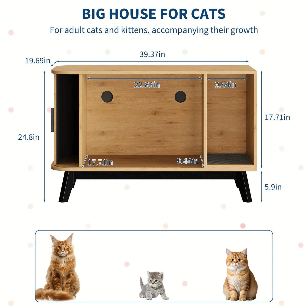 Hidden Litter Box Enclosure Furniture with Sliding Door