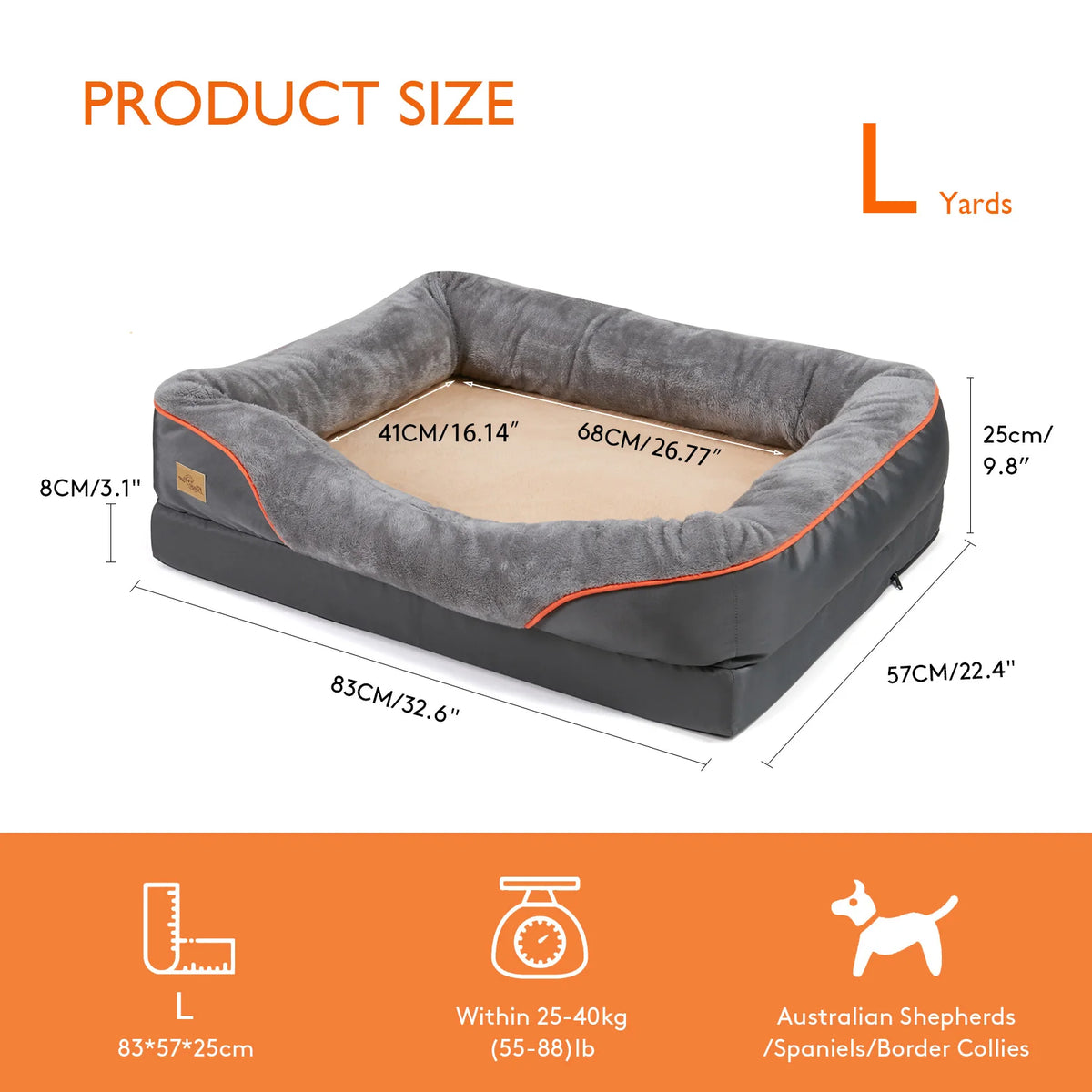 Bingopaw Waterproof Fleece Dog Bed Removable Washable Cover